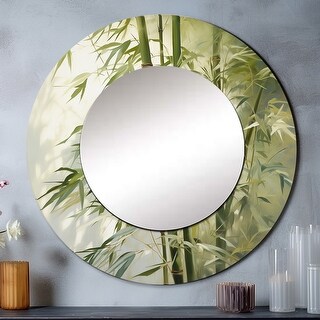 Designart "Bamboo Romantic Impression II" Floral Round Mirror Wall ...